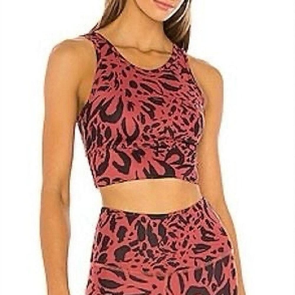 Strut-This Piper Red Black Cheetah Leopard Animal Print Sports Bra Tank Top OS